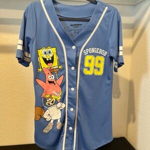 Nickelodeon SpongeBob Square Pants Women’s Jersey Size Large Carolina Blue 99